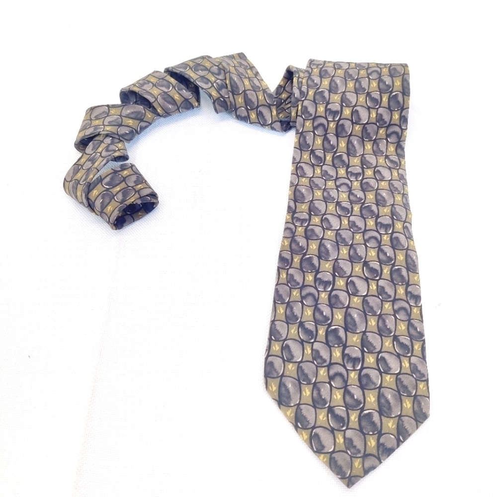 J Garcia Mens Silk Neck Tie Pine & Rock Browns Vintage 1996 90s 1990s